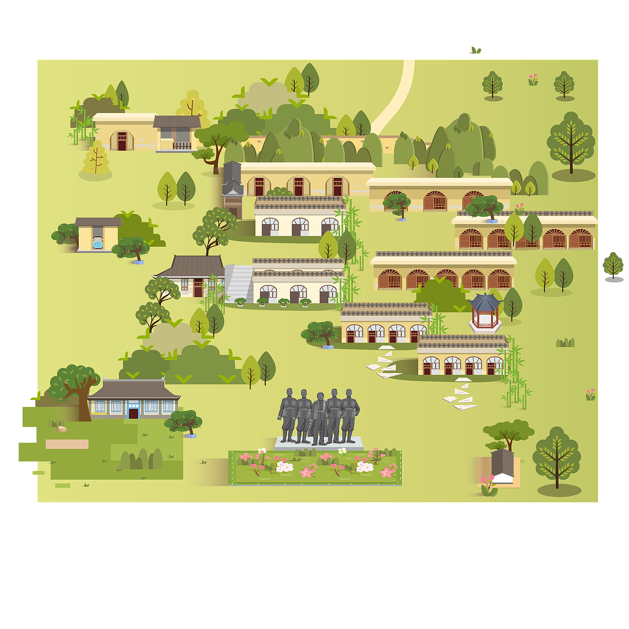 矢量地图扁平风局部景点（图ZMzA5ODE3NzA0） - 商业插画 - 站酷设计师狗哥初一原创素材 - 站酷ZCOOL