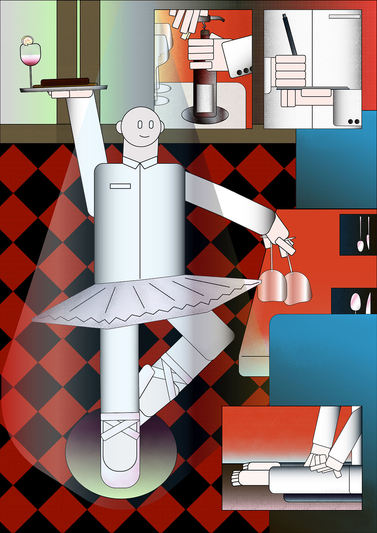 毕业设计|叙事性插画设计研究-关于社交中的行为反差(图ZMzUyMzYwMzIw) - 新锐潮流插画 - 站酷设计师阿喘原创素材 - 站酷ZCOOL