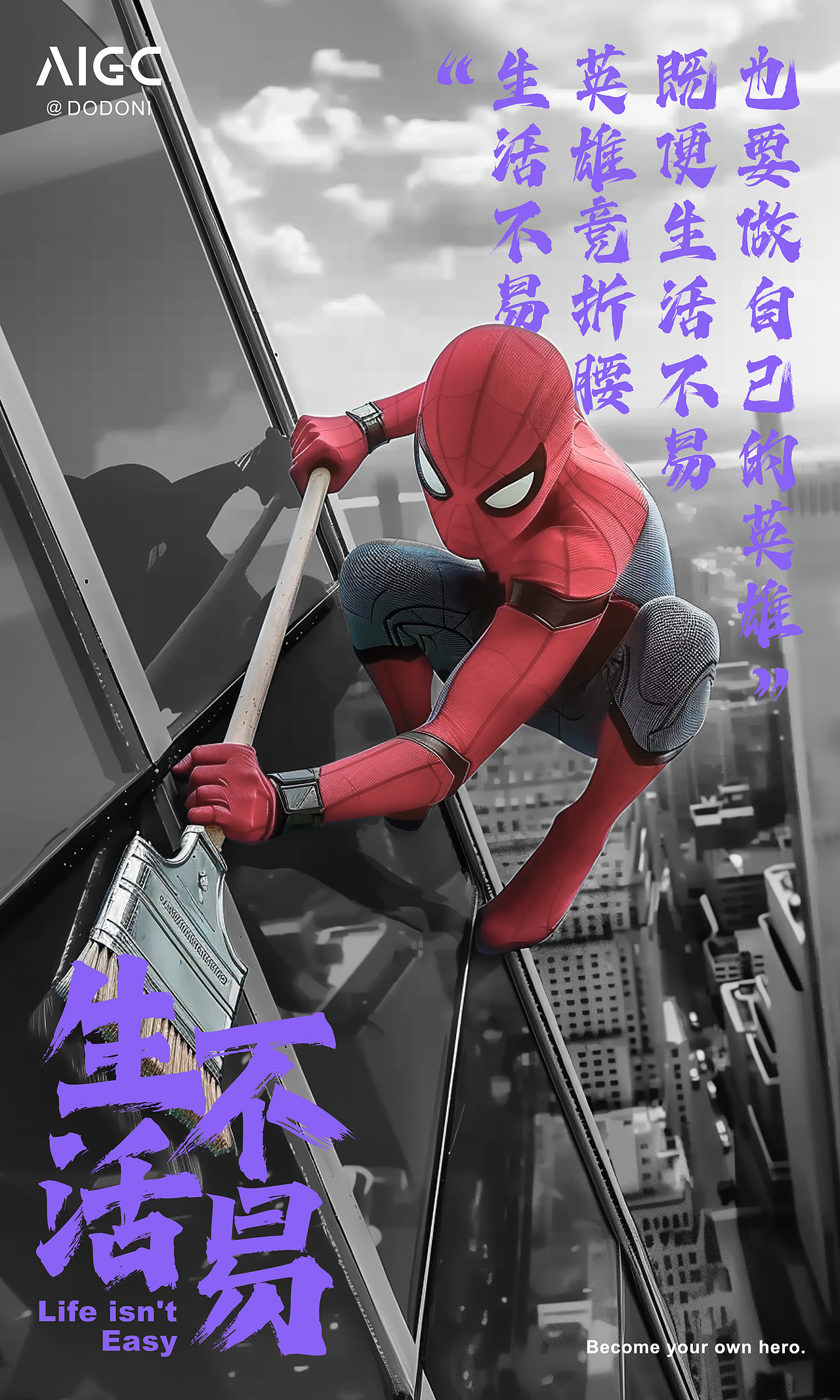 AIGC-《生活不易》创意海报创作（图ZMzY0ODQ0MDQ0） - AI作品 - 站酷设计师设计师DODONI原创素材 - 站酷ZCOOL