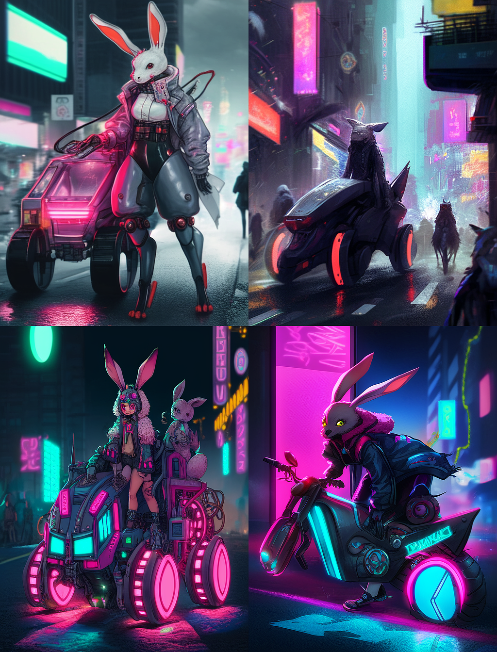 使用AI绘画创作的赛博朋克十二生肖