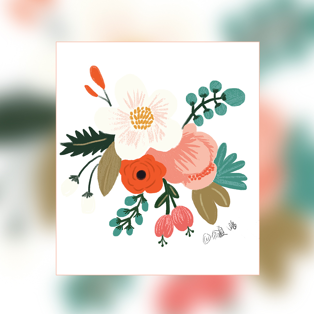 植物花卉插画练习-漂亮的花画起来真的好治愈