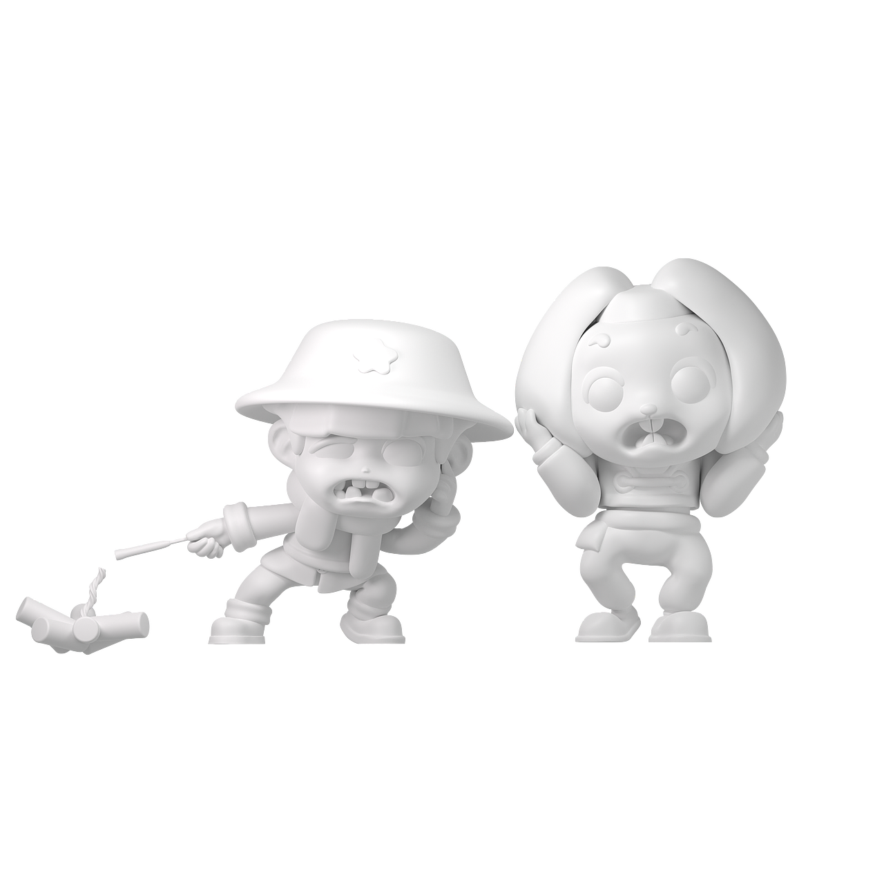 炸鞭炮白模正面