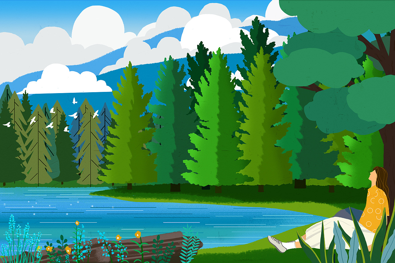 扁平风系列插画-我走过的喀纳斯