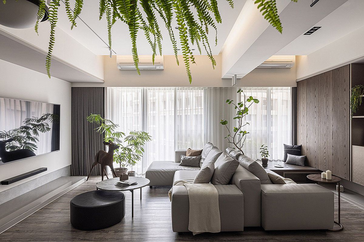 家装设计案例鉴赏—— 120㎡现代简约温馨原木色 绿植