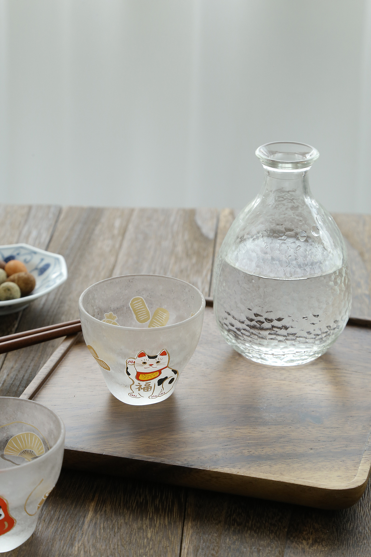 雪花纹吉祥物对杯手工玻璃杯