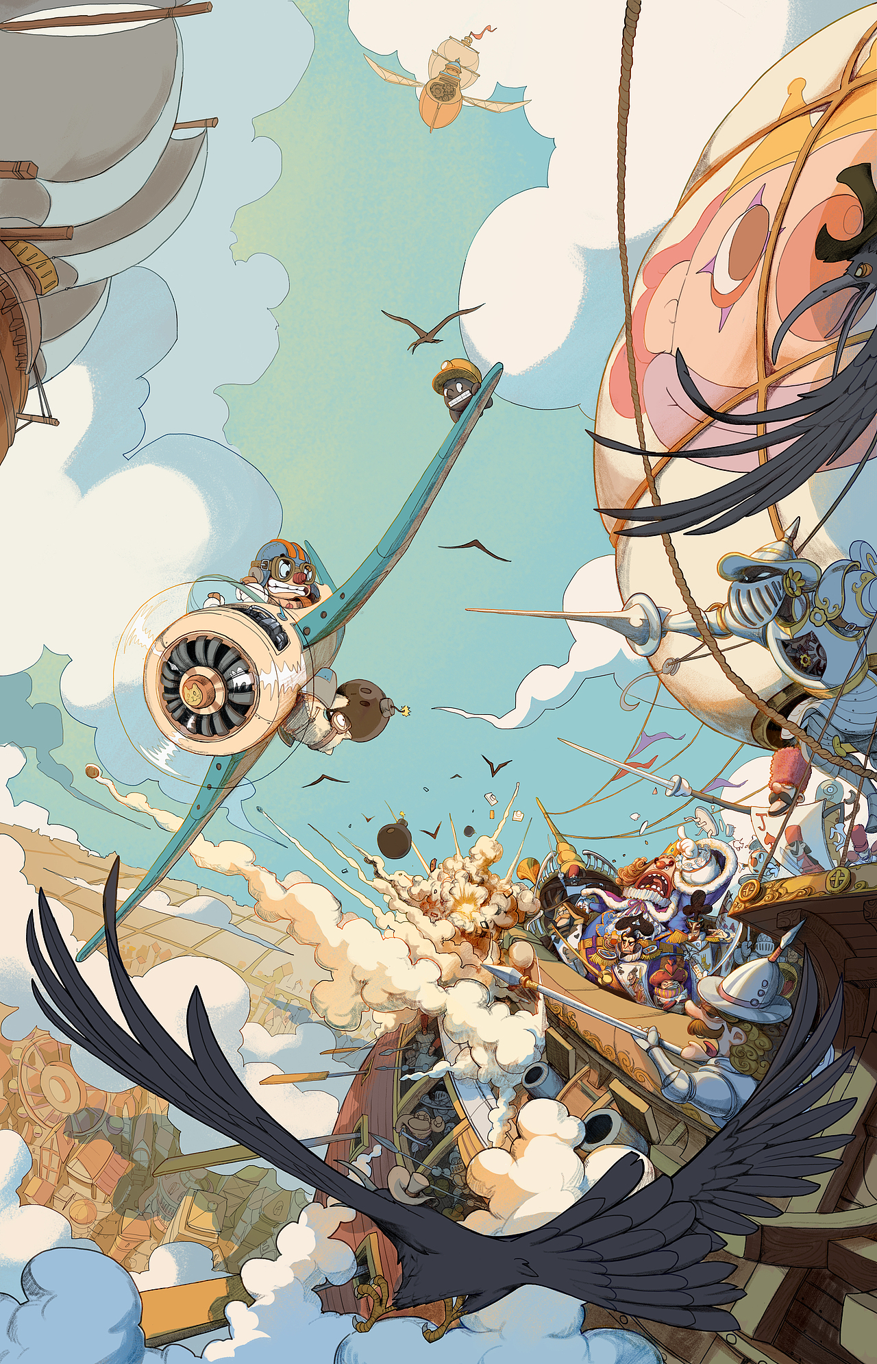 《飞机和船》插画绘制过程~（图ZMzU0OTI3NDYw） - 创作习作 - 站酷设计师肥猫牛奶原创素材 - 站酷ZCOOL