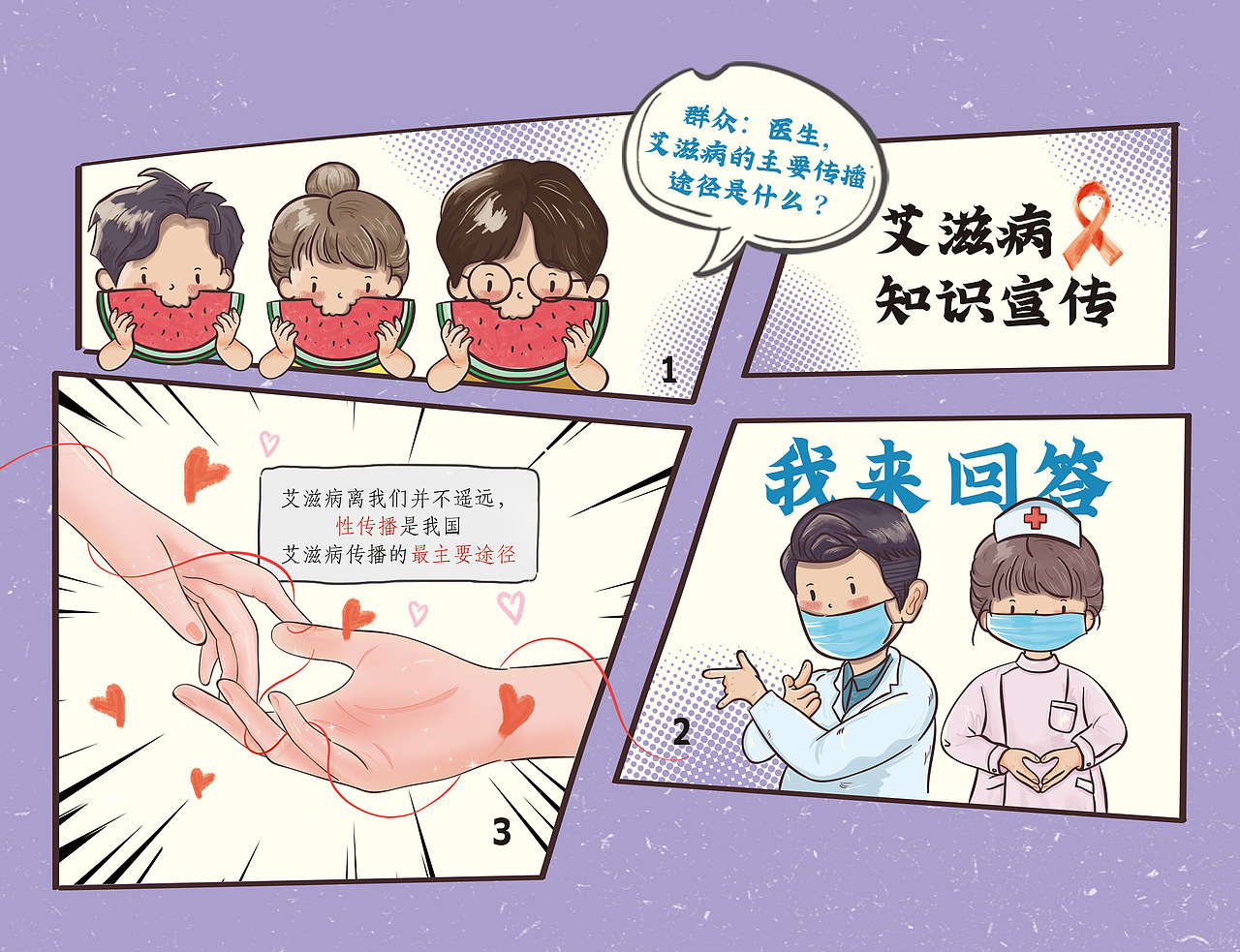 手绘医学小知识（系列5） #“1201”艾滋病宣传日#（图ZMzA5MjkwMzMy） - 儿童插画 - 站酷设计师洋哎哎呀原创素材 - 站酷ZCOOL