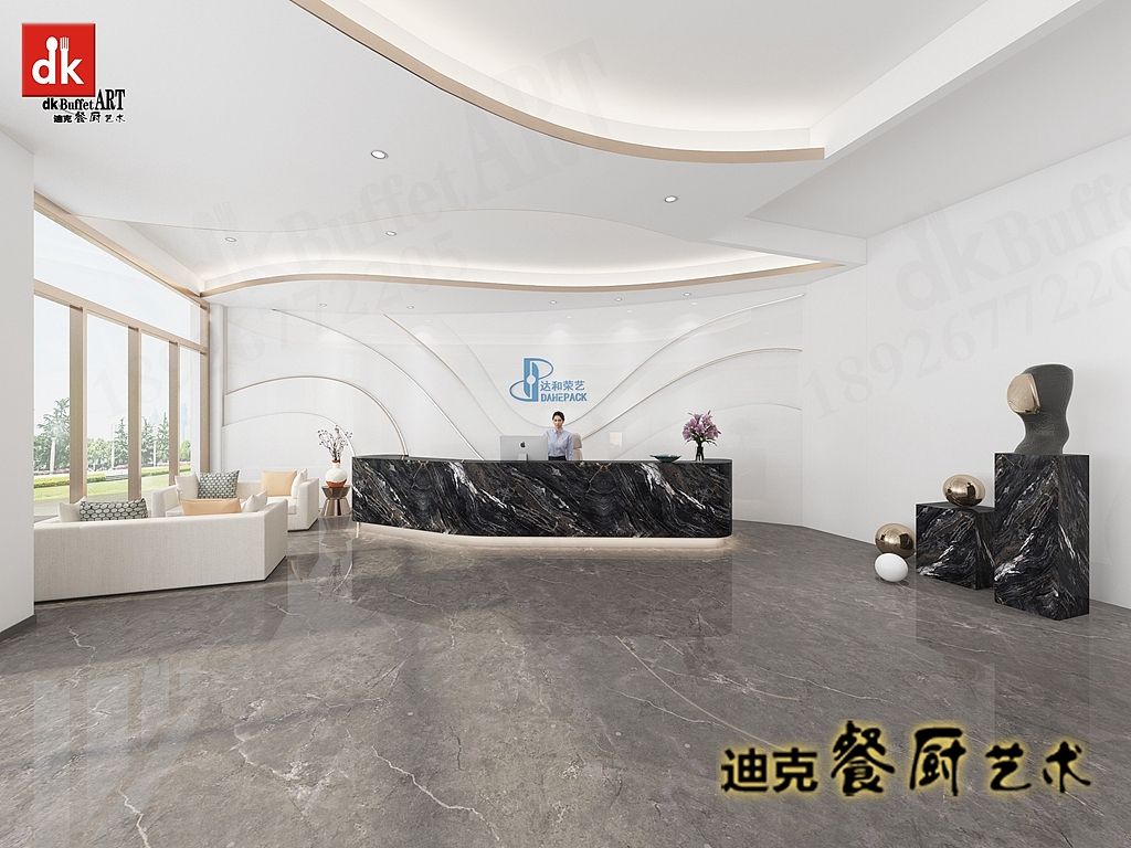 商用大理石公司办公前台接待台自助餐厅咨客台制作工厂