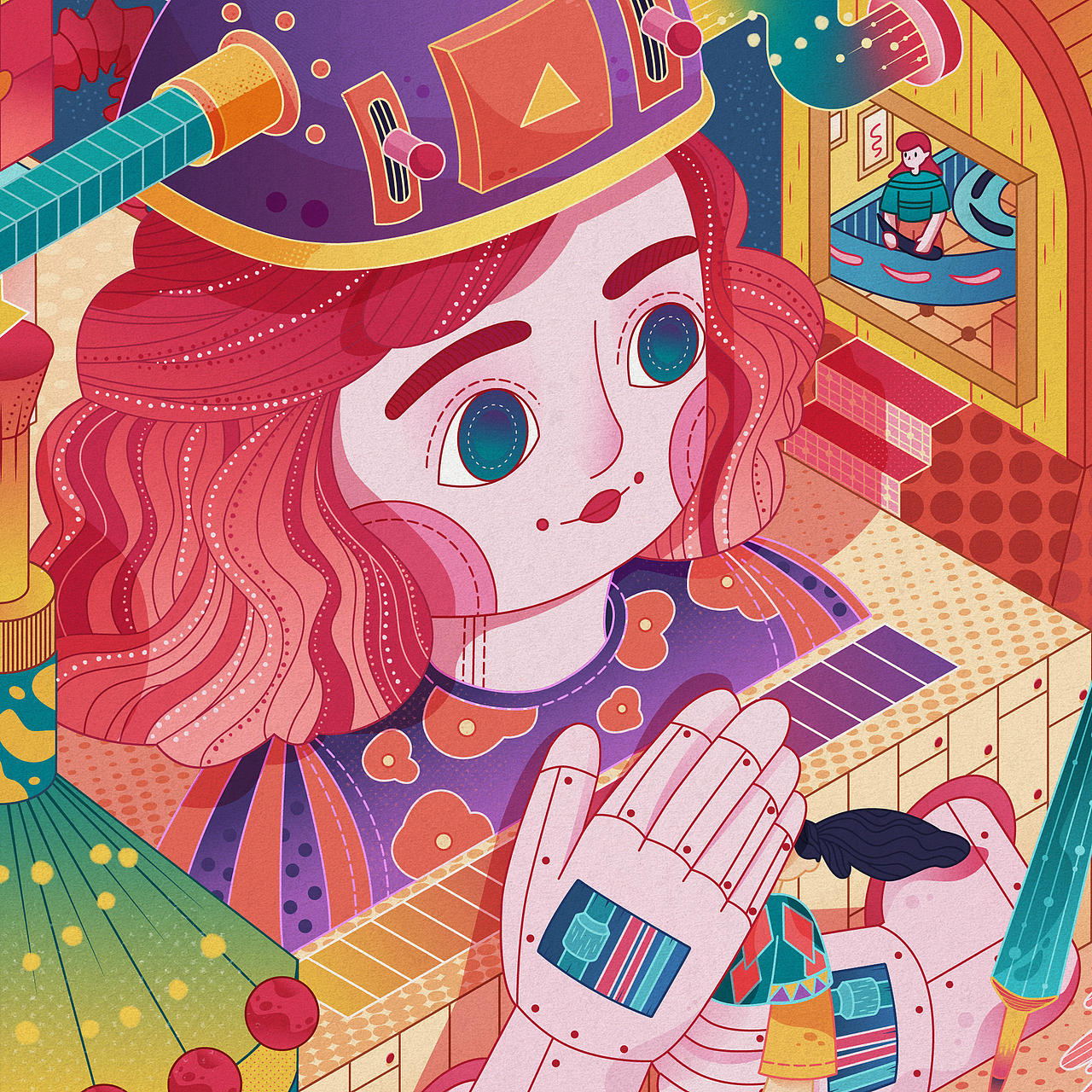 2.5D线性插画丨美妆游乐园（图ZMzIxMTc1NDQ0） - 商业插画 - 站酷设计师果酱袋子原创素材 - 站酷ZCOOL