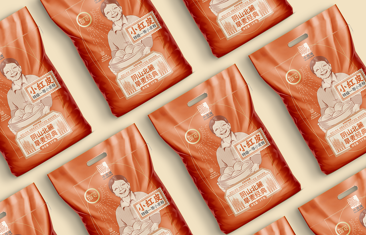 旱地红皮面粉包装设计