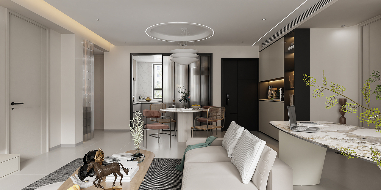 现代奶油风客餐厅