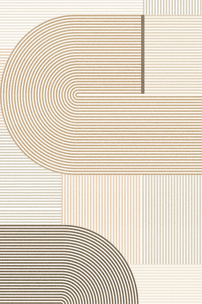 线条奶油风客厅地毯