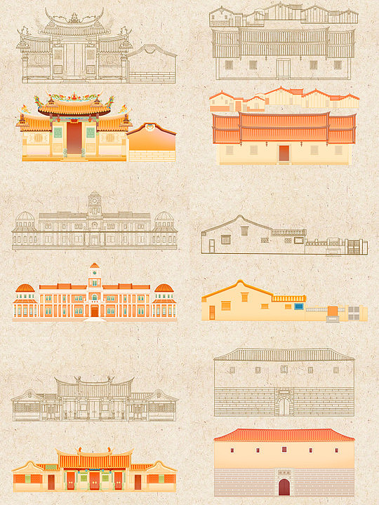 【12厦门古建筑】文化遗产国潮国风原创插画设计（图ZMzMwNTM0MDgw） - 商业插画 - 站酷设计师九分YUii原创素材 - 站酷ZCOOL
