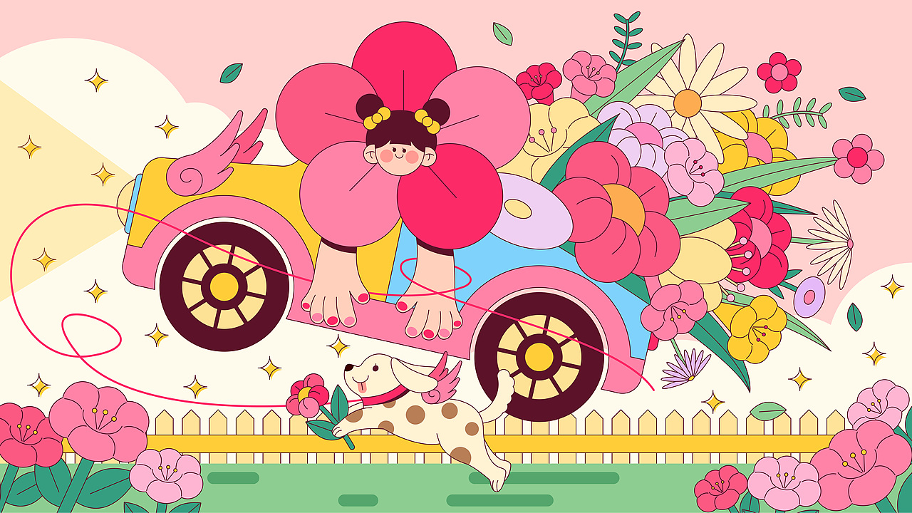 农夫山泉/茶π的美好世界-我们一起走花路吧（图ZMzM5OTIxNzk2） - 商业插画 - 站酷设计师小绵羊的一天原创素材 - 站酷ZCOOL