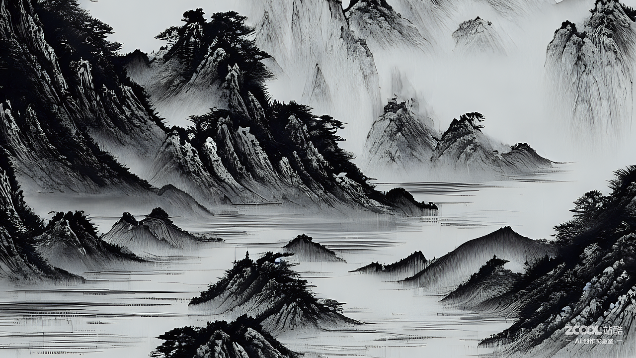 #AI创作实验室#泼墨山水（图ZMzI0OTk2OTU2） - AI作品 - 站酷设计师星FH原创素材 - 站酷ZCOOL