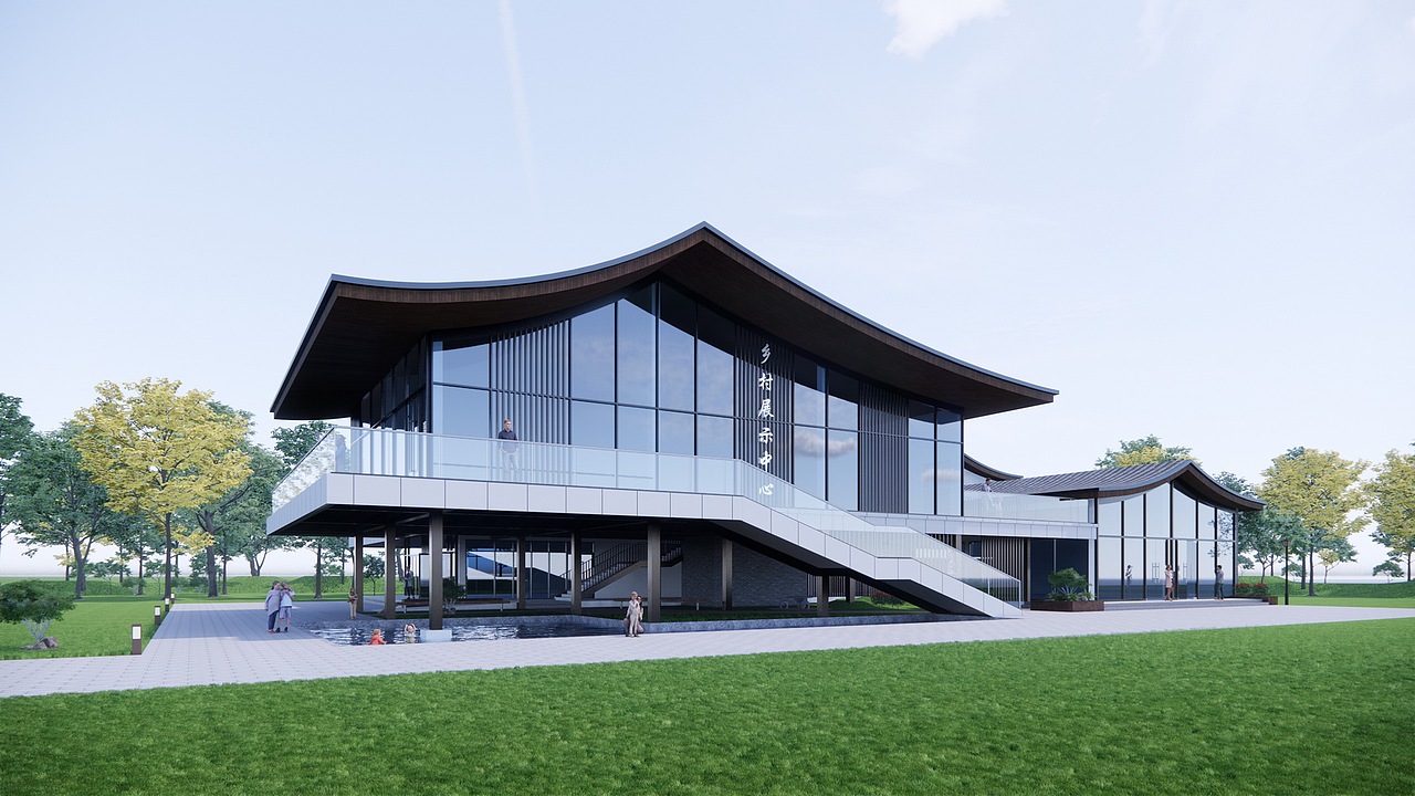 乡村展示中心SU模型下载