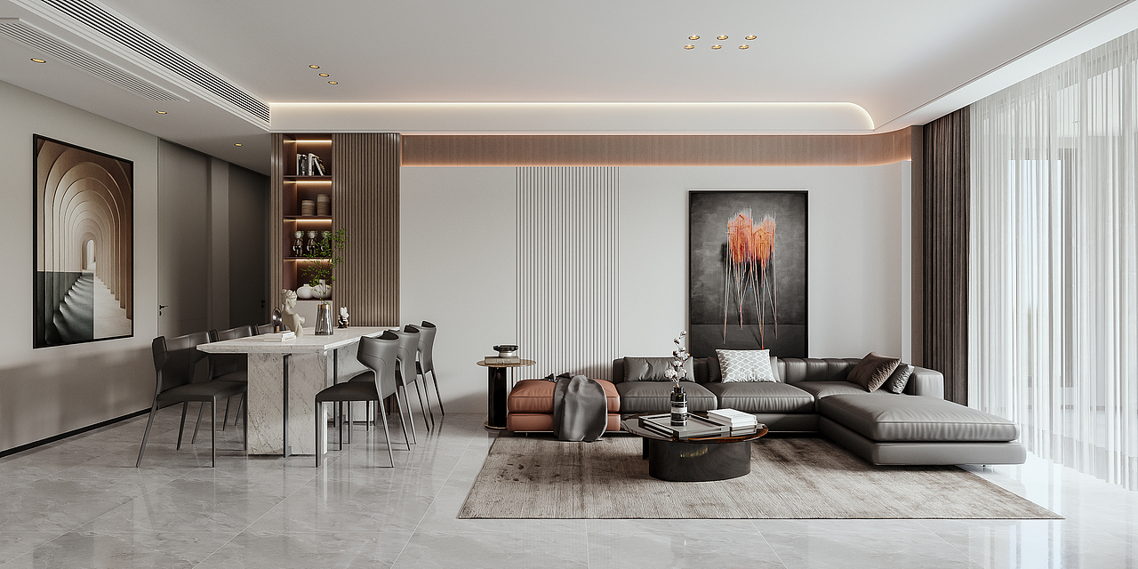 现代黑白灰客餐厅