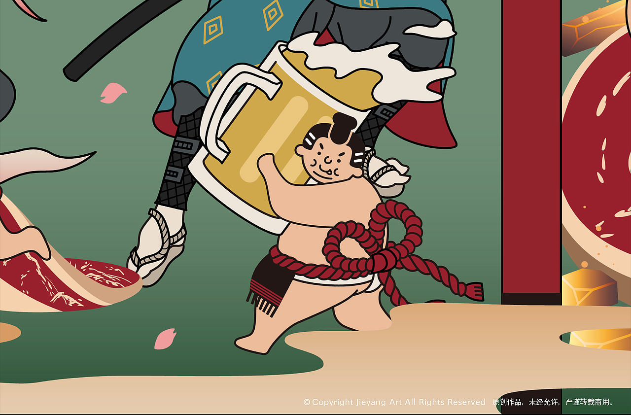 餐饮品牌插画-本武藏