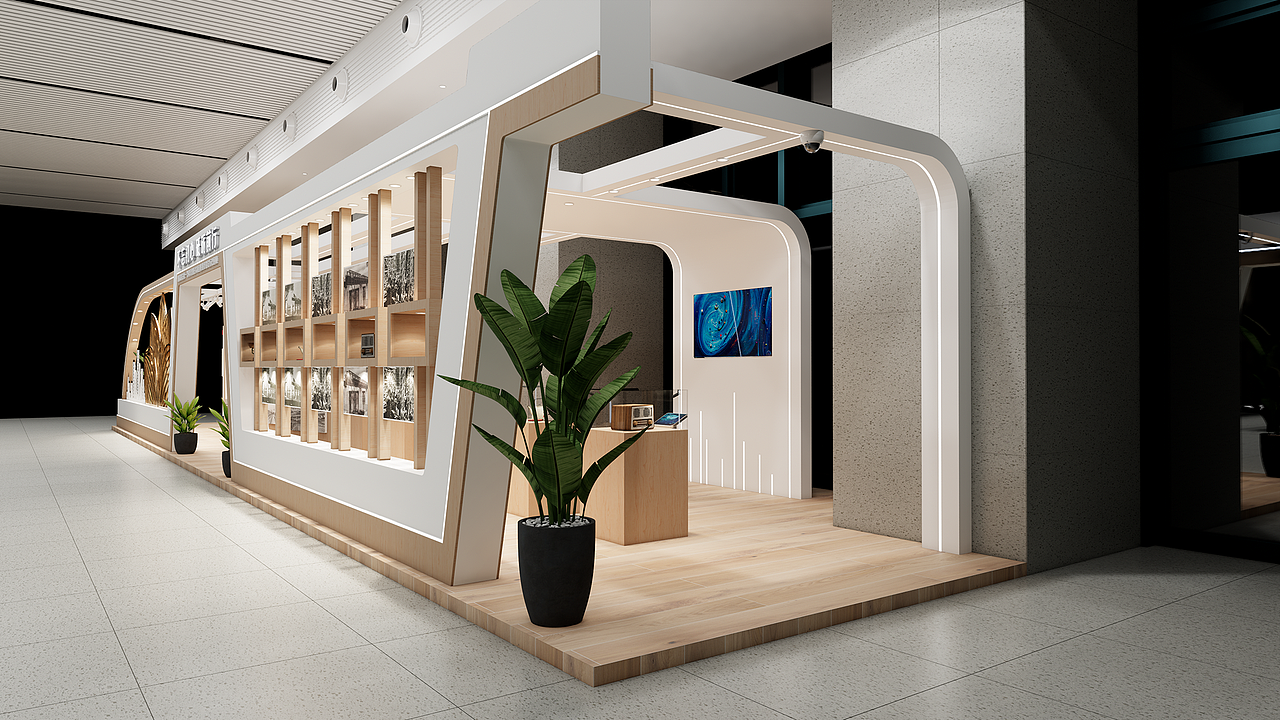 动车站线候车大厅里的建站历史展厅,60平米的空间划分三个功能区,建站