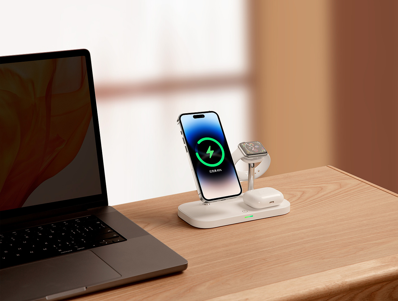 热豆redow小灯塔四合一无线充电小夜灯