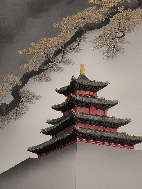 AI绘画-山水建筑水墨国风国画