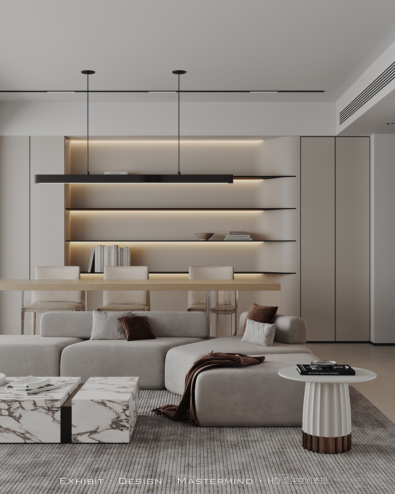 现代 极简风 平层客餐厅 X 混沌空间表现