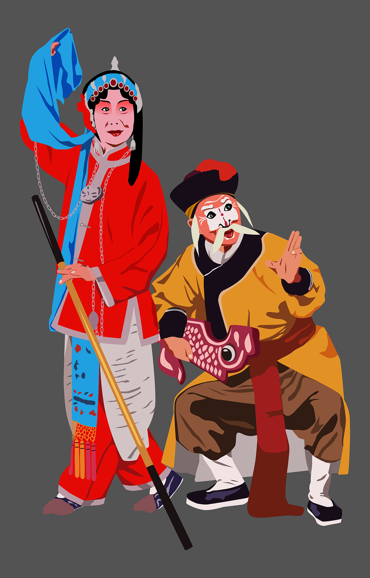 秦腔戏曲插画——玉堂春(起解)