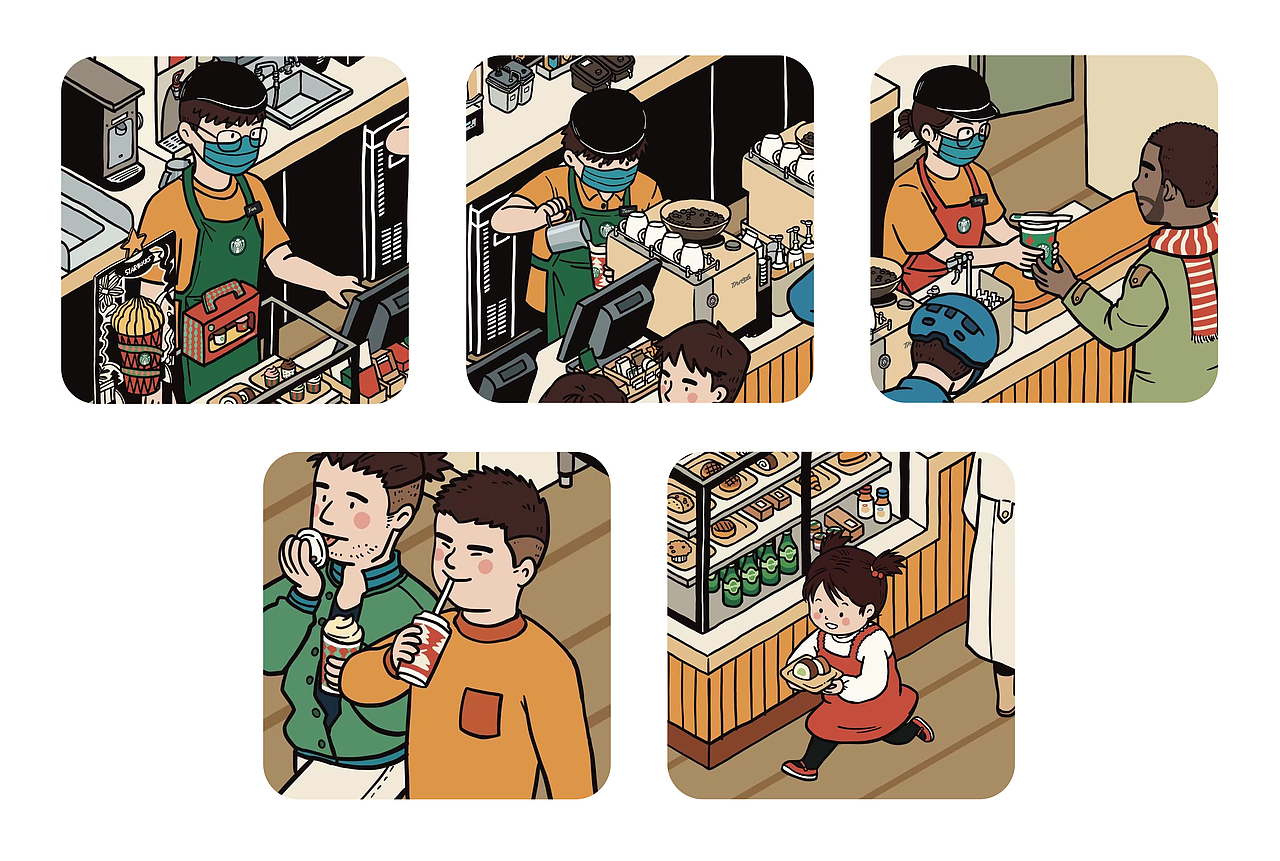 周六的星巴克一角（图ZMzUxNDY2NDky） - 商业插画 - 站酷设计师豆薯超人原创素材 - 站酷ZCOOL