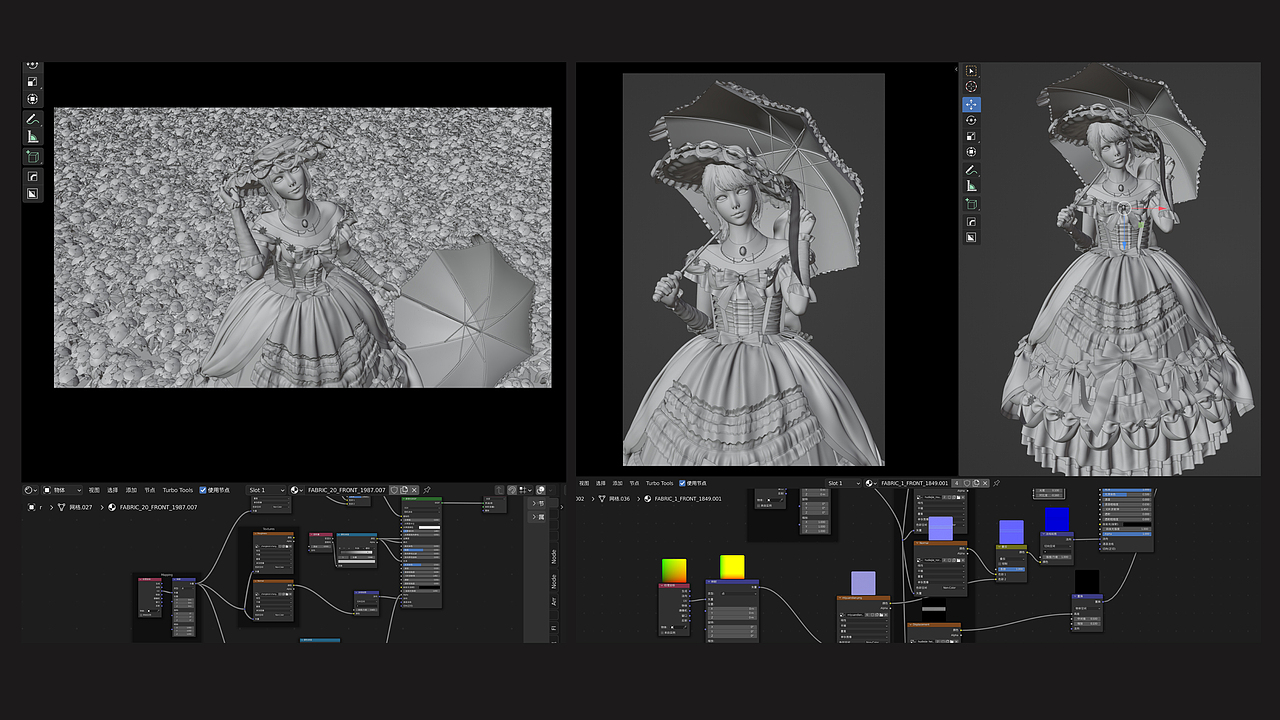 blender 洛丽塔女伞妹