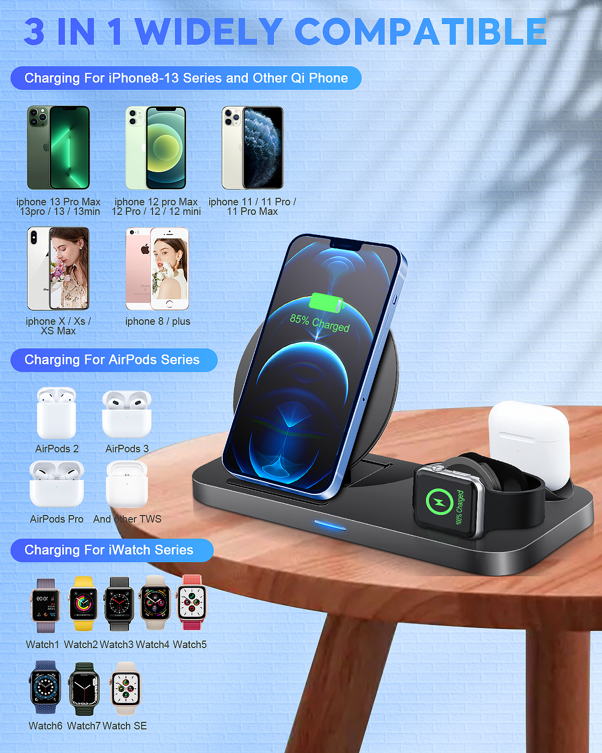 三合一苹果无线充电器(手机 / 手表 / 耳机)