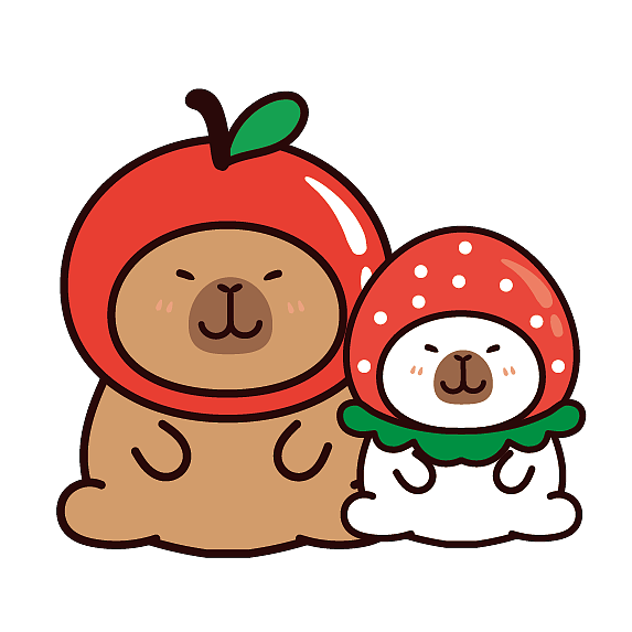 卡皮巴拉水豚萌萌IP卡通形象插画表情包设计水果系列