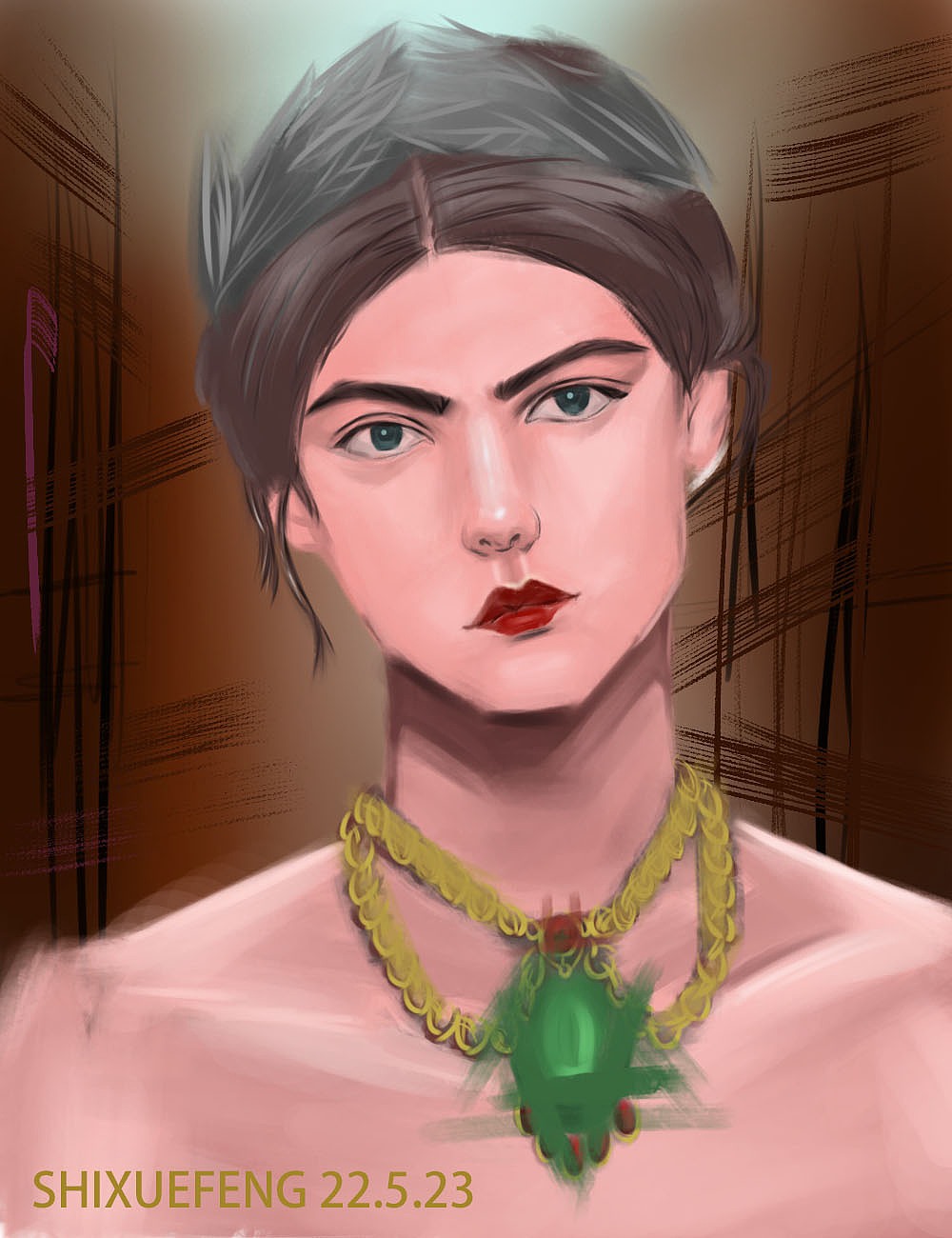 欧美风人像厚涂女