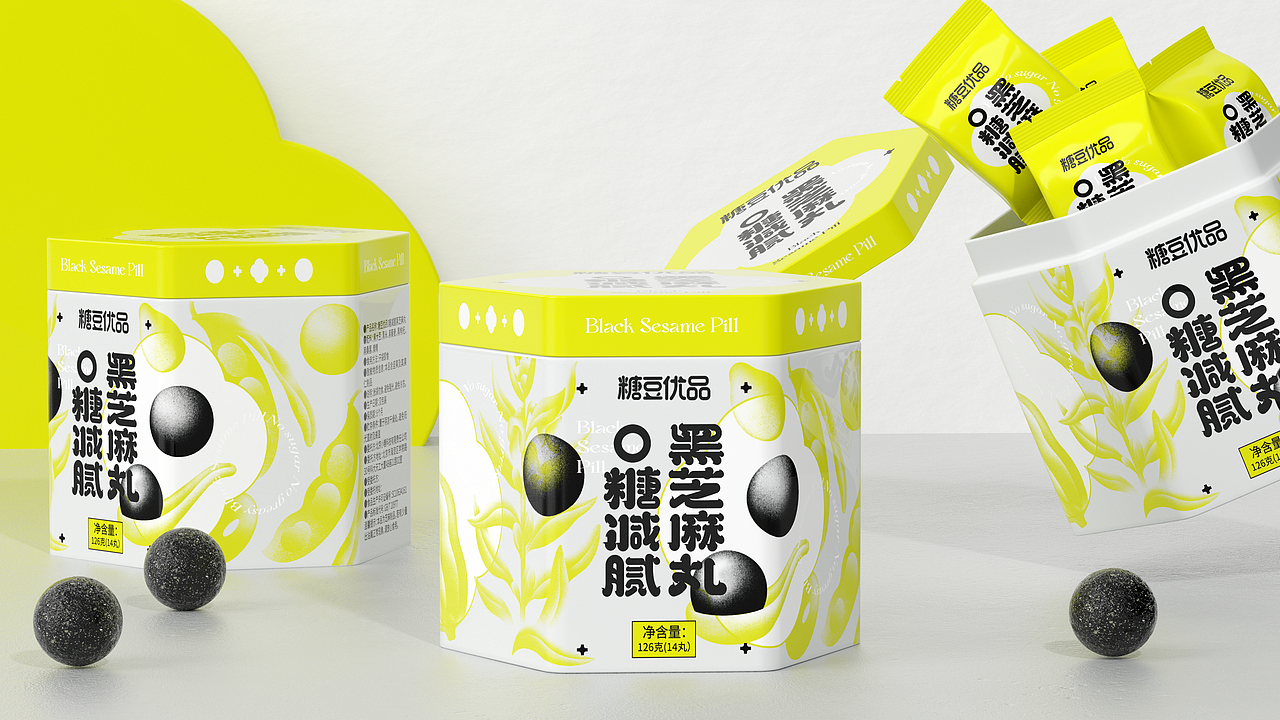 尚智×糖豆优品|0糖减腻黑芝麻丸|滋补食品包装设计