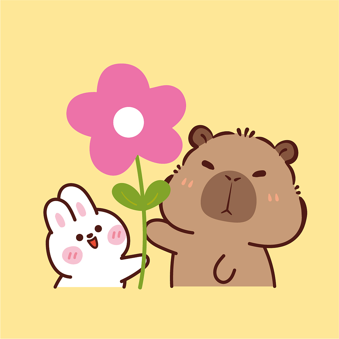 卡皮巴拉插画图片节日快乐母亲节快乐送你一朵小红花（图ZMzY5MTU5MzQ0） - 商业插画 - 站酷设计师阿茹生肖IP原创素材 - 站酷ZCOOL