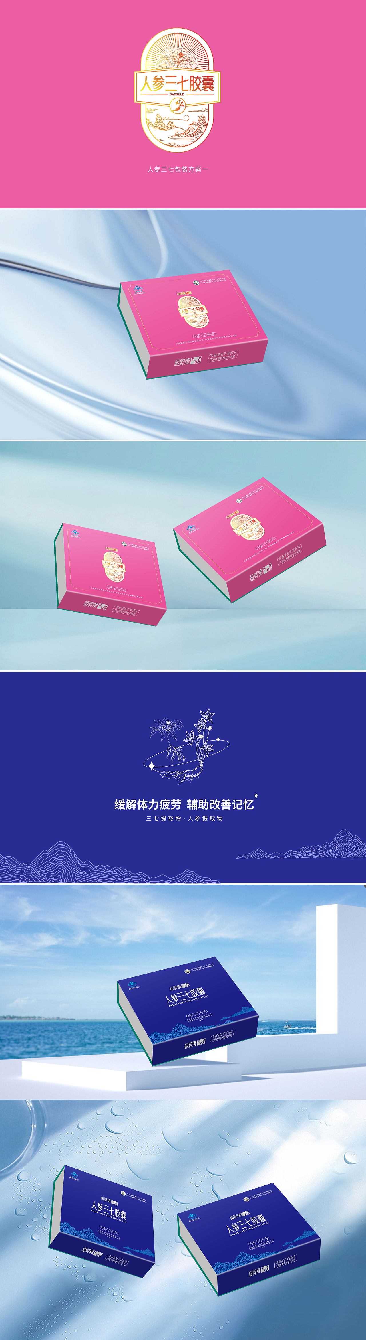 保健品-人参三七胶囊包装设计