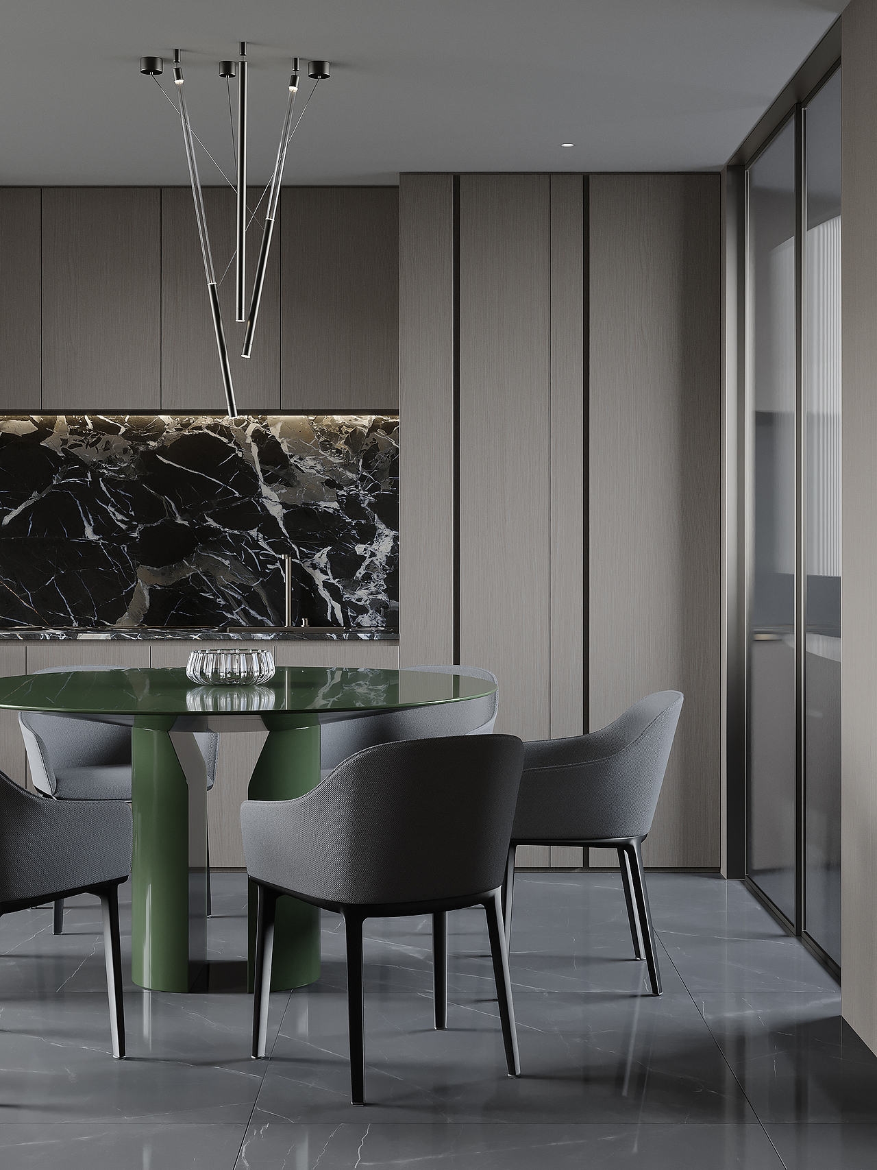 两套挑空别墅客餐厅效果图渲染