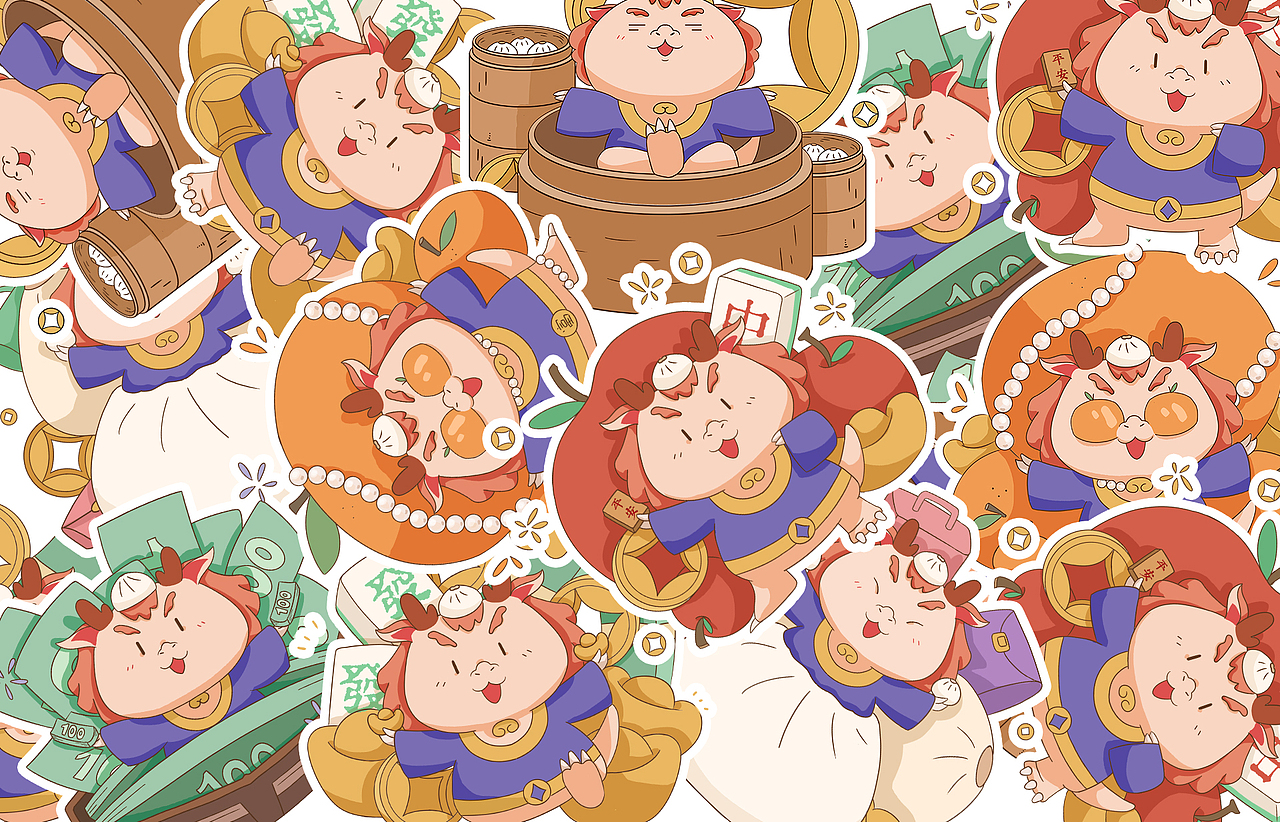 龙年IP【小龙包】龙年春节限定贺图（图ZMzUxNzI2Njk2） - IP形象 - 站酷设计师山吾山吾原创素材 - 站酷ZCOOL