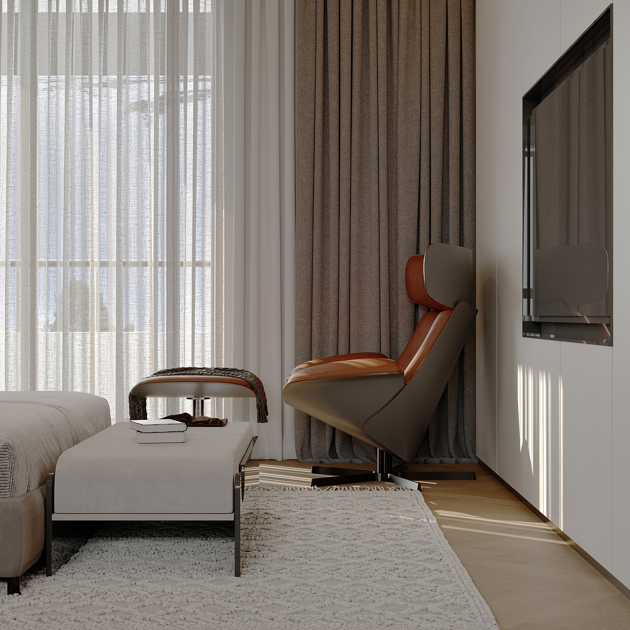 朴素的轻奢卧室书房大平层