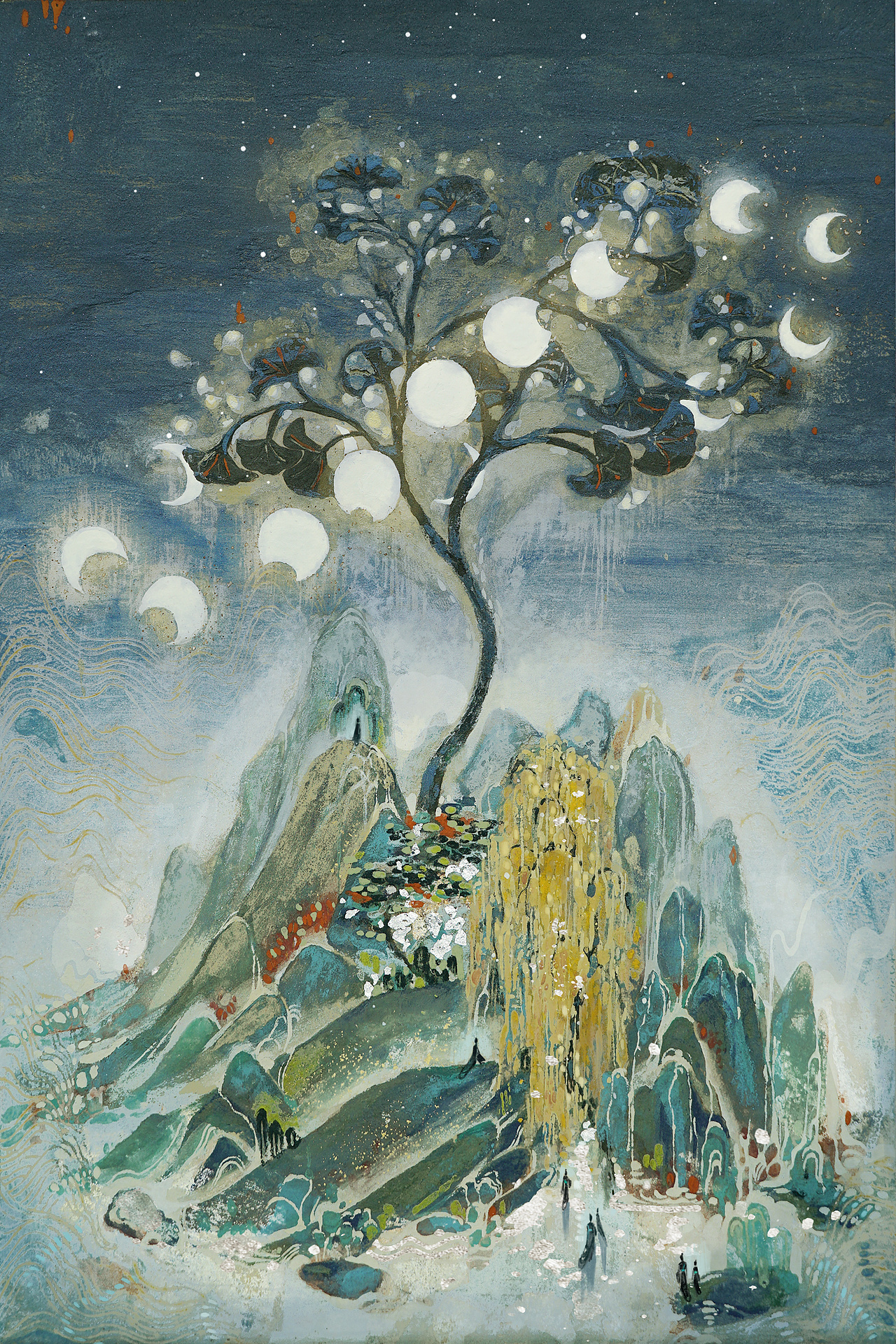 竹林七贤-岩彩插画初次尝试尝试