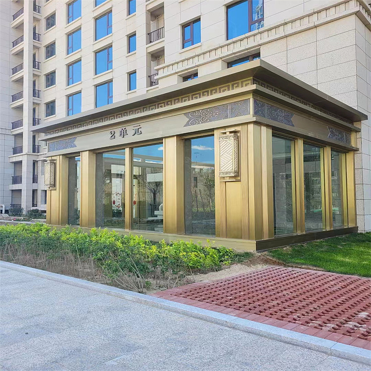 售楼部不锈钢装饰案例 外立面金属包板花格全包工程