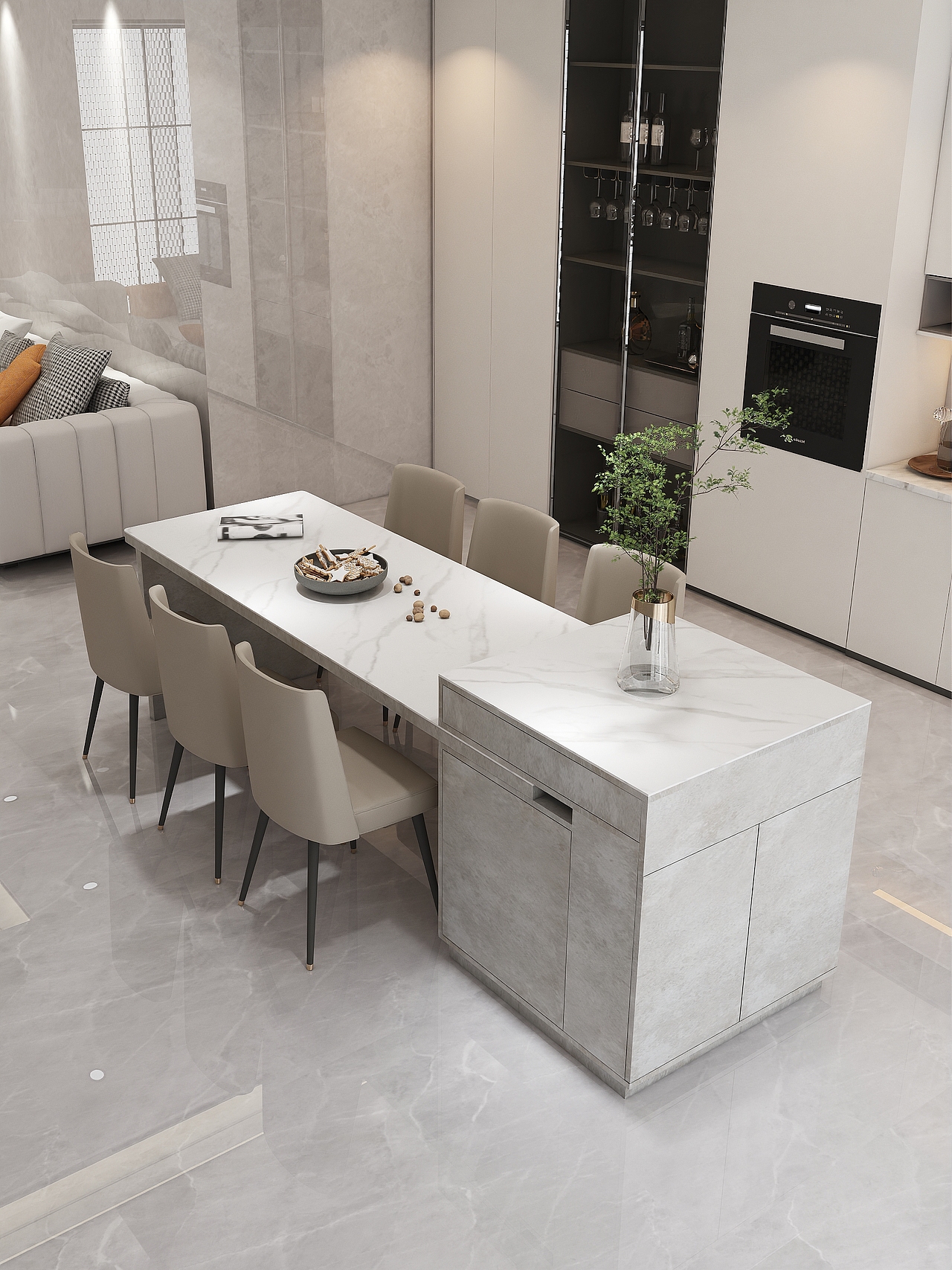 家具成品效果图-伸缩岛台