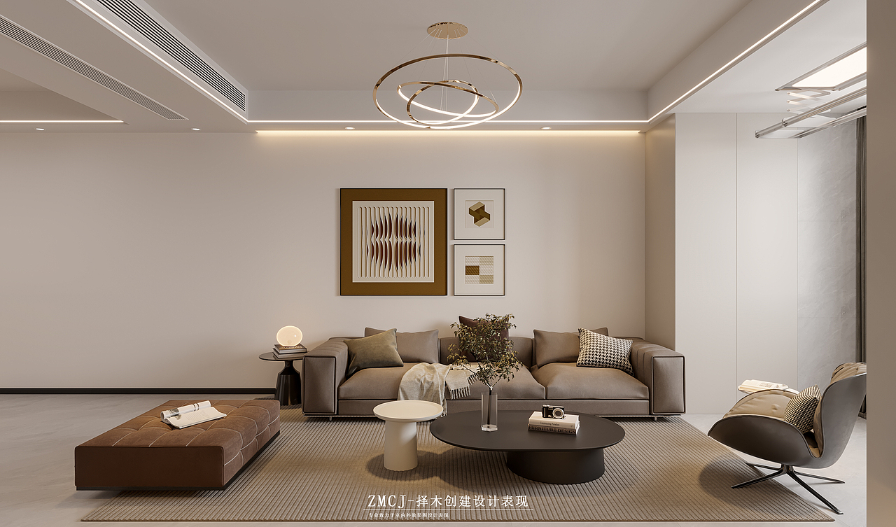 现代风格客餐厅厨房—择木创建新晨效果图