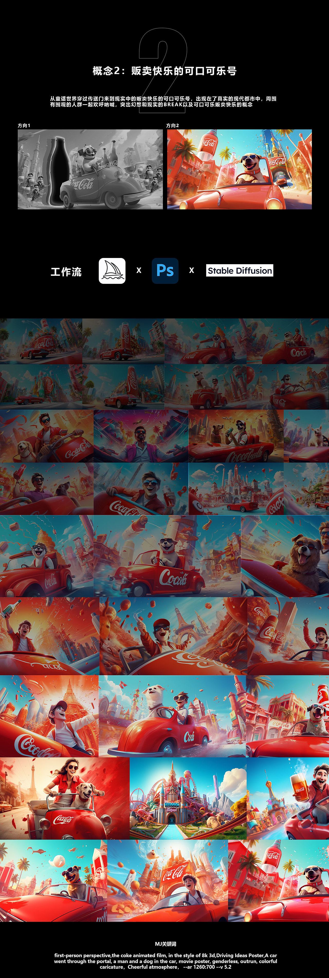 站酷可口可乐百大艺术家AI海报-贩卖快乐的可口可乐号