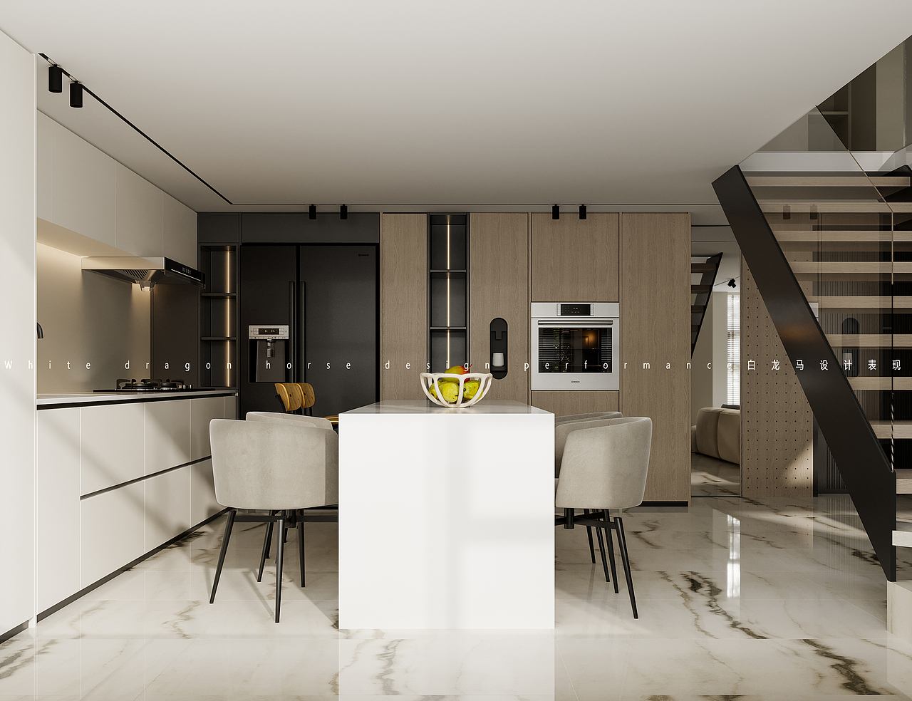 现代极简家装设计——白龙马效果图女