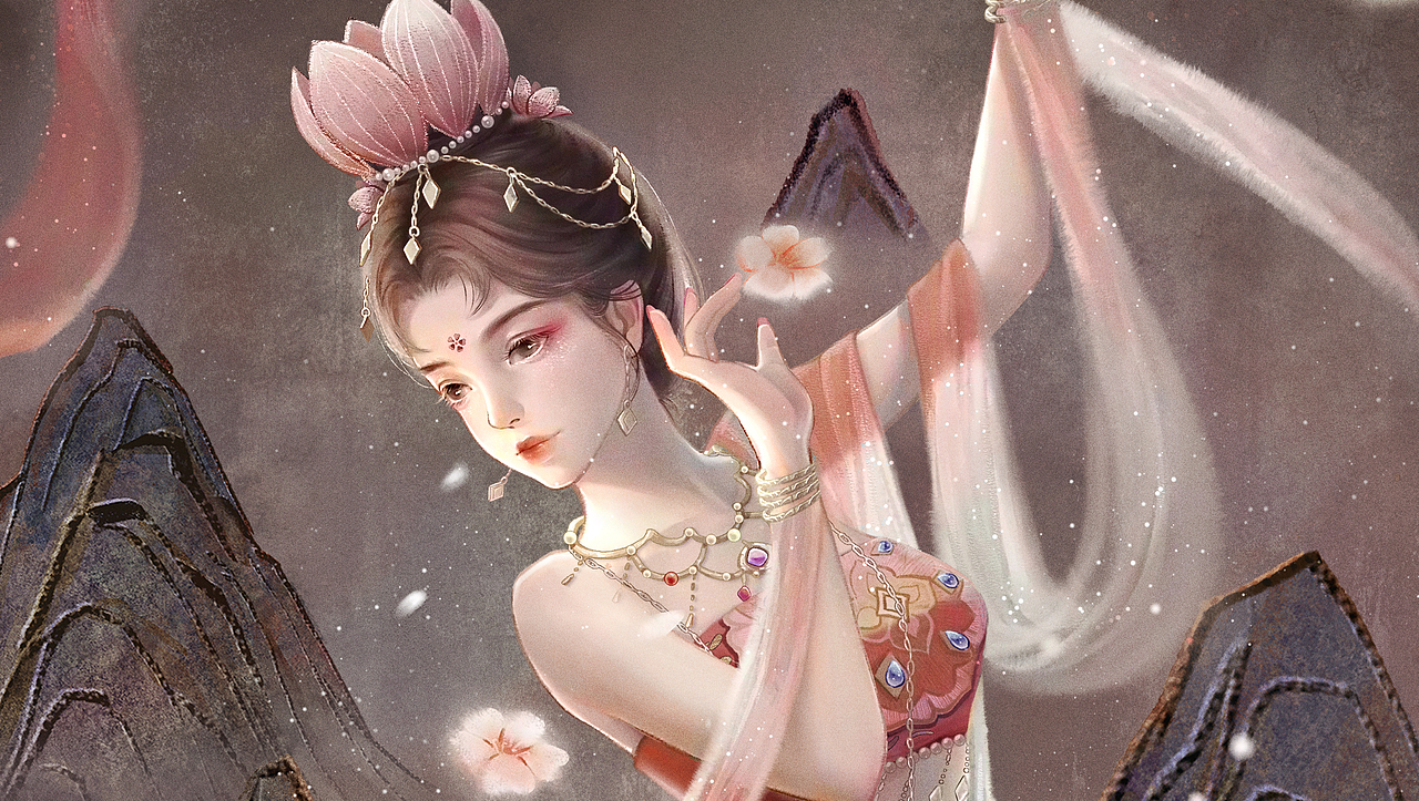 古風(fēng)插畫 桃花舞姬（圖ZMzEzNDk2Mjg4） - 創(chuàng)作習(xí)作 - 站酷設(shè)計師叮小萱原創(chuàng)素材 - 站酷ZCOOL