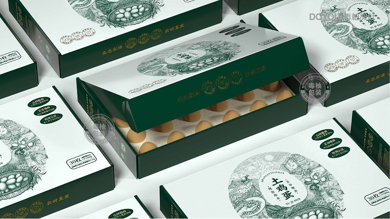 林溪谷土鸡蛋包装设计-五谷喂养,现捡现卖