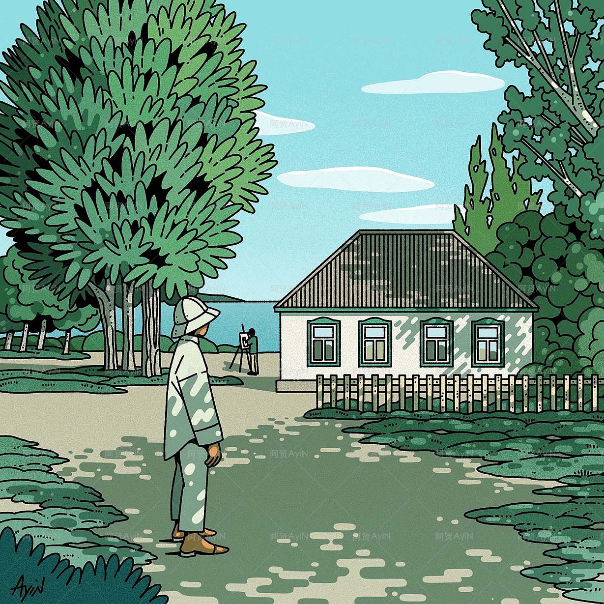 环湖记（图ZMzA2MjM2NzA4） - 艺术插画 - 站酷设计师阿贤ayin原创素材 - 站酷ZCOOL