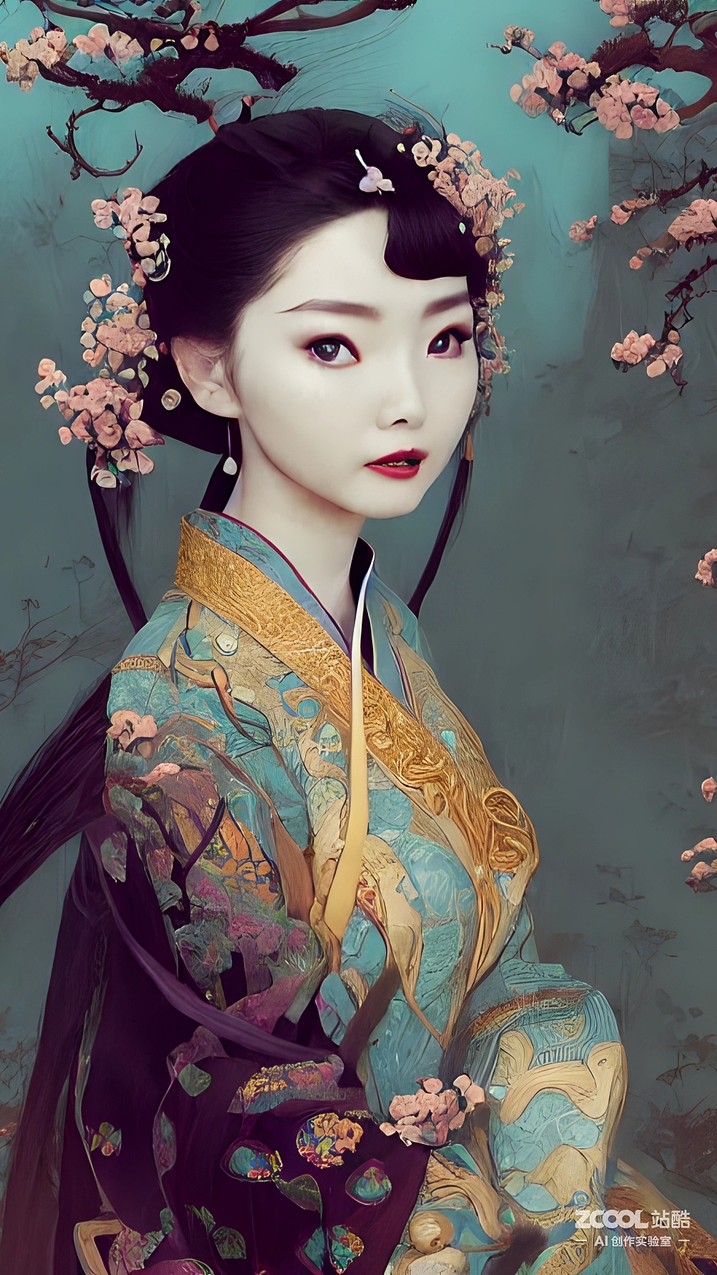 #AI创作实验室#【汉服】【油画X中国画】（图ZMzIxNDM0MTMy） - AI作品 - 站酷设计师xingceng2号原创素材 - 站酷ZCOOL