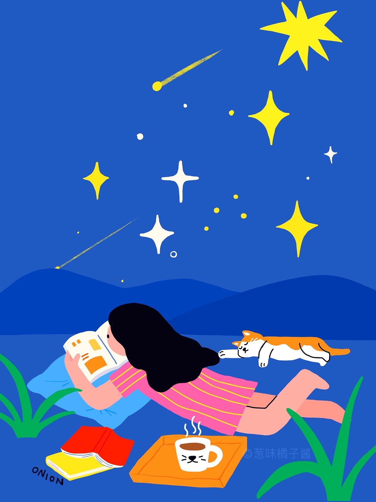 睡前阅读（图ZMzUxMzQ3OTg4） - 艺术插画 - 站酷设计师葱味橘子酱原创素材 - 站酷ZCOOL