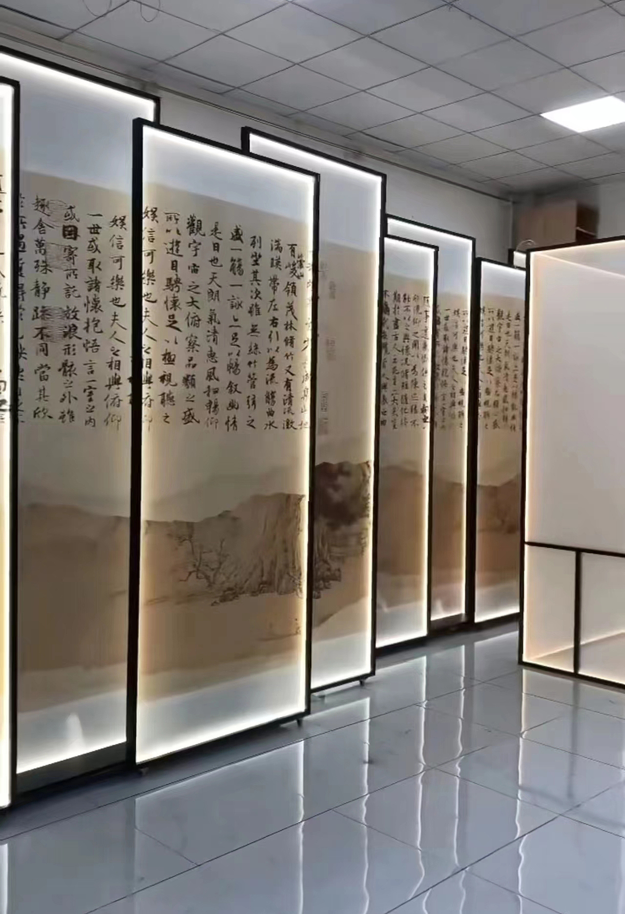 兰亭序纱画屏风 你看到的是隔断 别人看到的是文化价值